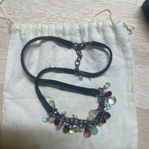 Silpada leather, glass beads, freshwater pearls/oxidized sterling silver neclace